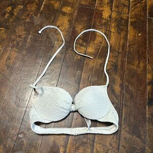 Victoria’s Secret white eyelet XS halter strappy bikini top